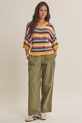 Quiet Weekend Multi Stripe Wool Blend Cardigan