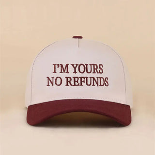 I'm Yours No Refunds Two-Tone Canvas Cotton Cap