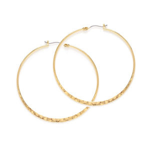 1.5" Hammered Hoop Earrings in Gold