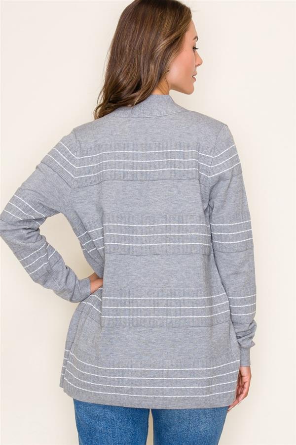 Stitch Stripe Cardigan in H. Grey