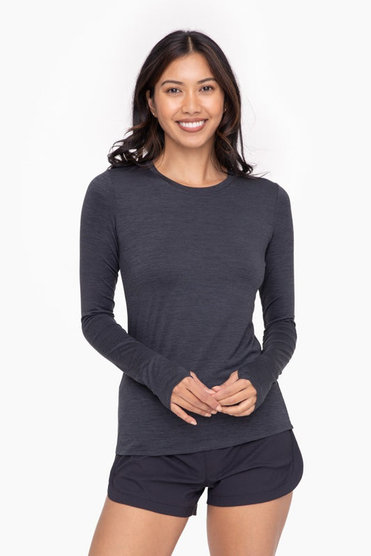Active Top With Thumb Holes in Dk. Grey