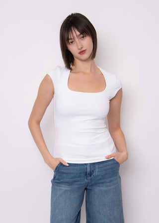 Tiara Signature Skin Cap Sleeve Top in White