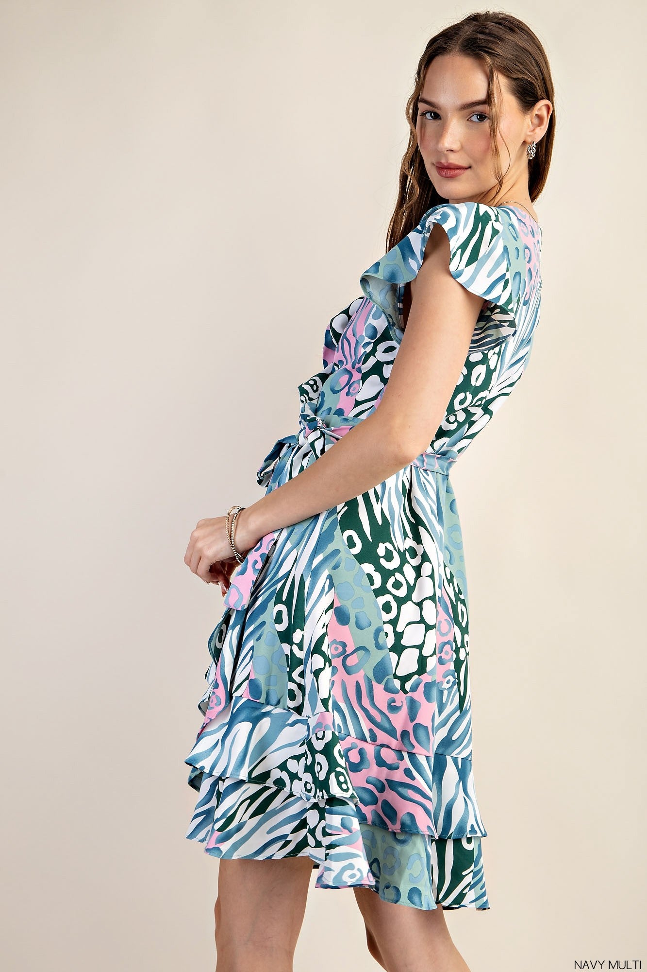 The Paige Wrap Dress in Sage Multi