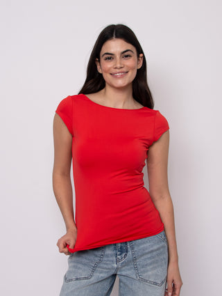 Brida Second Skin Low Back Top in Cherry