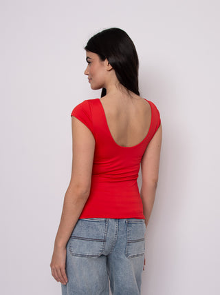 Brida Second Skin Low Back Top in Cherry