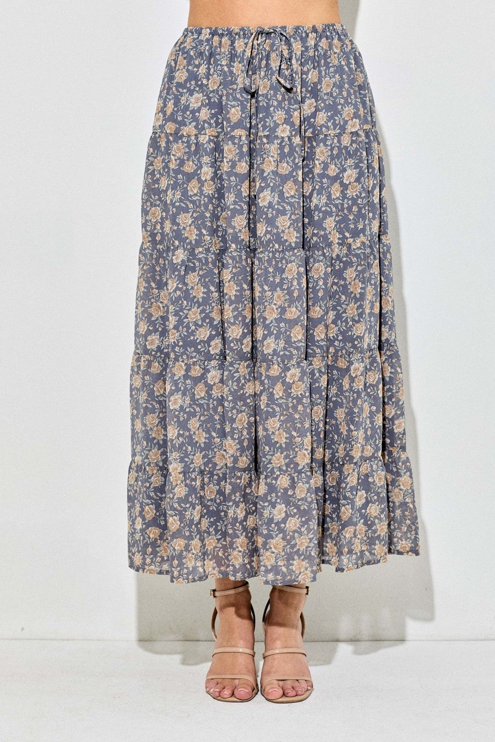 Floral Tiered Maxi Skirt