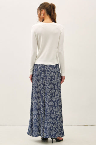 Paisley Floral Wide Leg Pants in Indigo