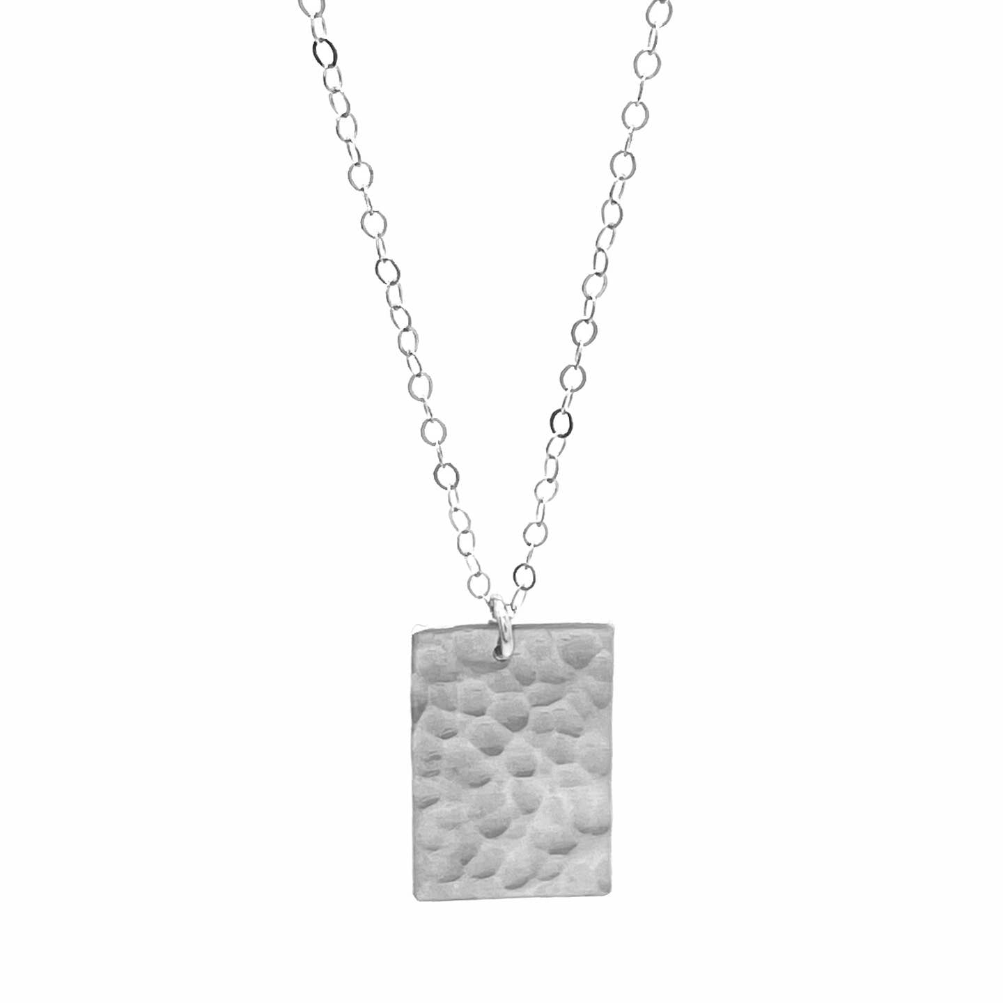 Stelring Silver Hammered Rectangle Necklace