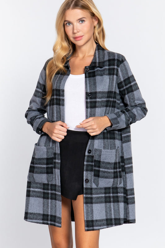 Lightweight Dori Long Plaid Jacket