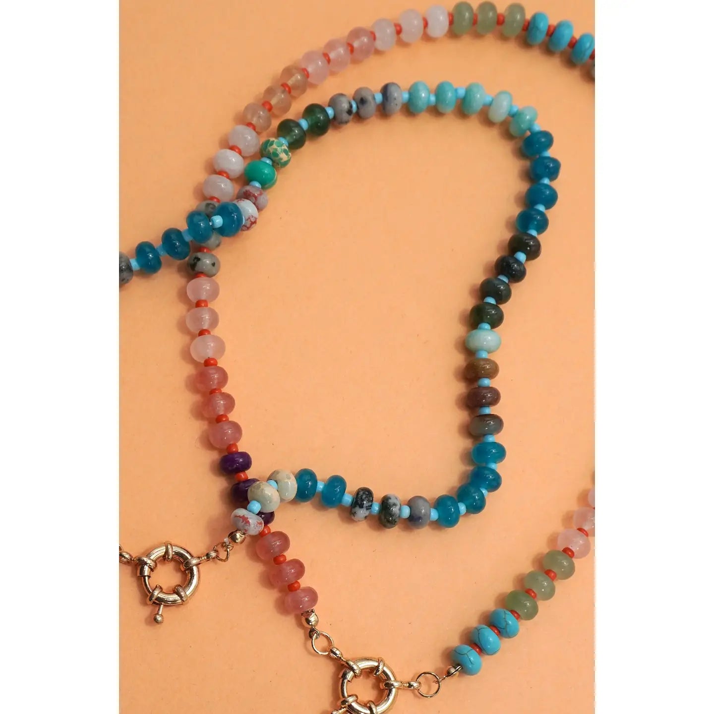 Natural Agate Bead Necklace Charm Clasp