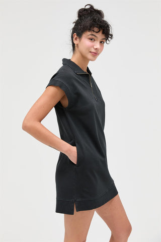 Half Zip Up Mock Neck Mini Dress