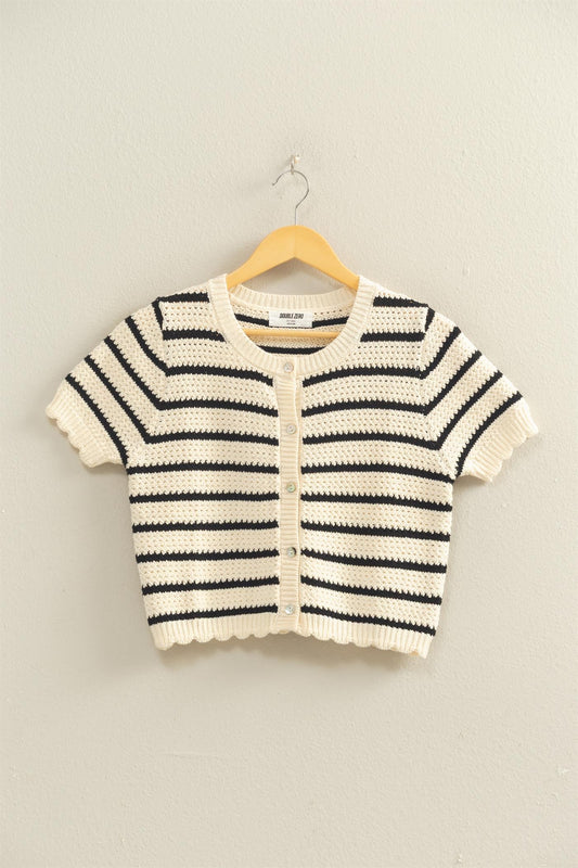 Scallop Edge Short Sleeve Cardigan