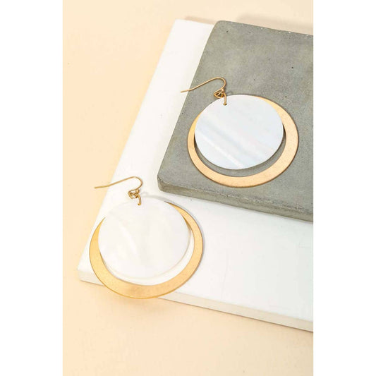 Flat Disc Layered Circle Drop Earrings