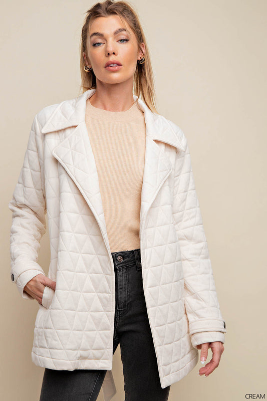 Curvy Quilted Jacket in Cream