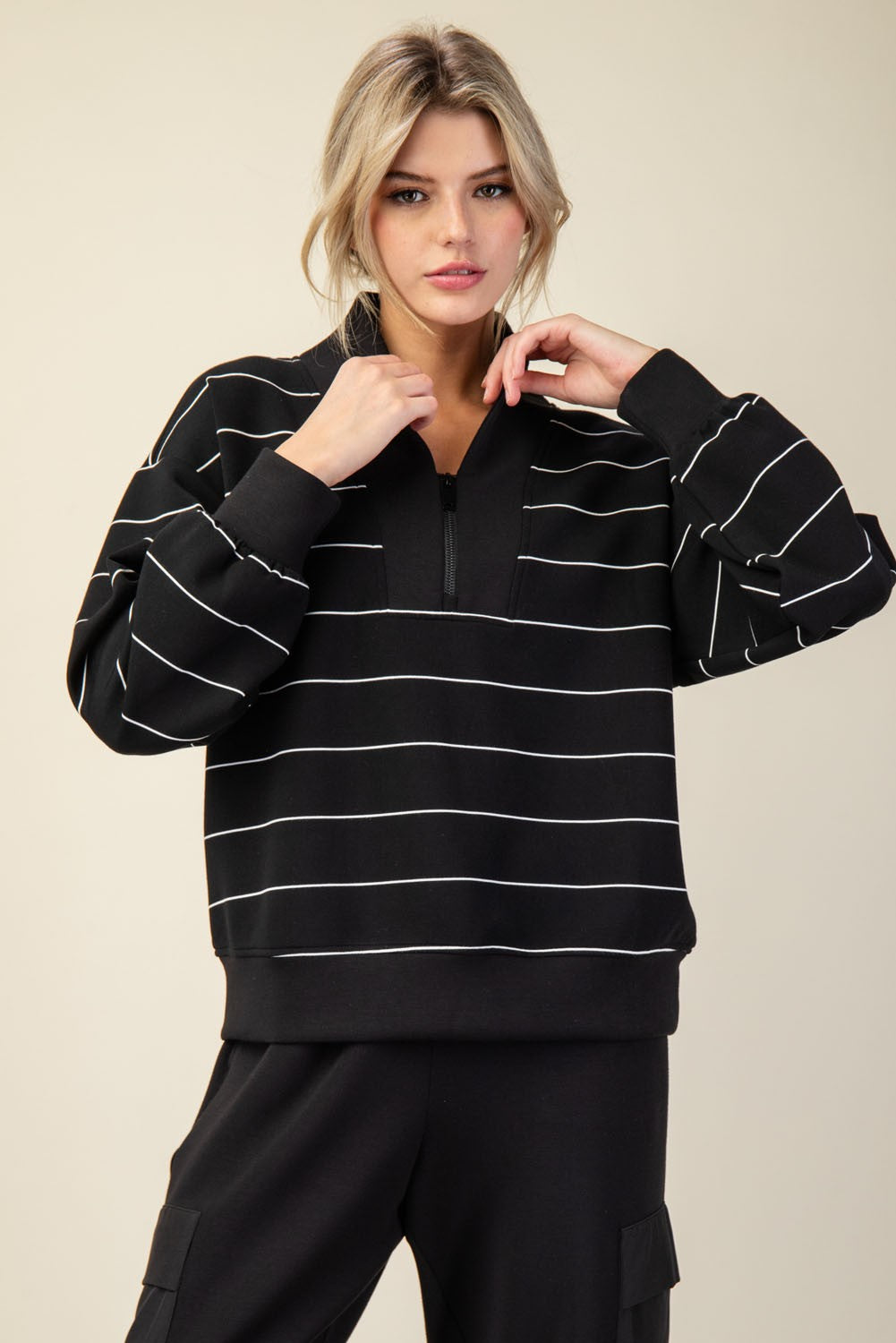 Scuba Stripe V-Neck Top