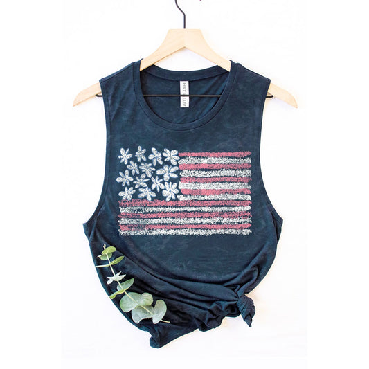 Flower USA Flag Tank in Blue