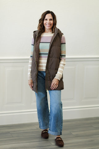 Long Hooded Puffer Vest