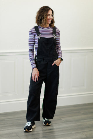 Mineral Wash Barrel Overalls in Ash Black