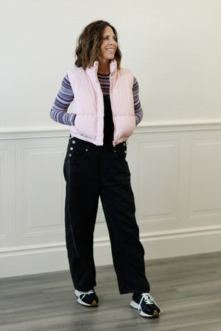 High Neck Cropped Puffer Vest