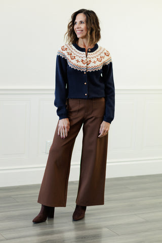 High-Waisted Wide-Leg Ponte Crop Pants