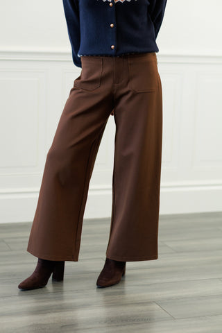 High-Waisted Wide-Leg Ponte Crop Pants