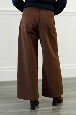 High-Waisted Wide-Leg Ponte Crop Pants