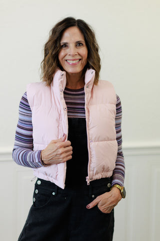 High Neck Cropped Puffer Vest