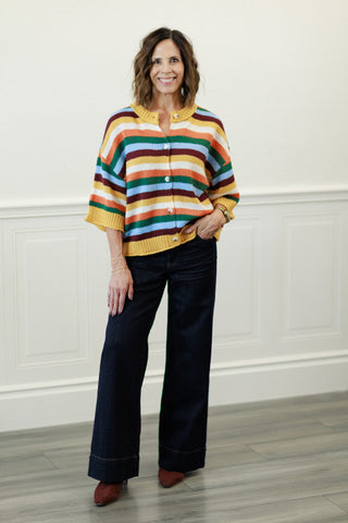 Quiet Weekend Multi Stripe Wool Blend Cardigan