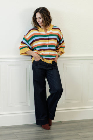 Quiet Weekend Multi Stripe Wool Blend Cardigan