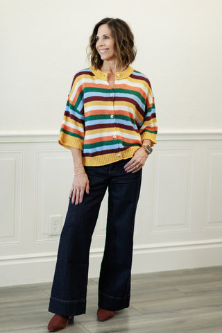 Quiet Weekend Multi Stripe Wool Blend Cardigan