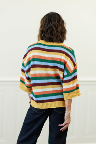 Quiet Weekend Multi Stripe Wool Blend Cardigan
