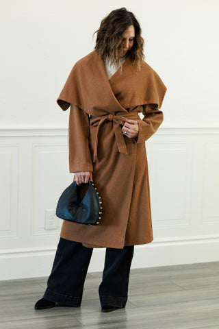 Elizabeth Shawl Collar Long Coat in Camel