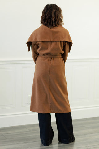 Elizabeth Shawl Collar Long Coat in Camel