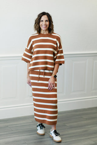 Weekend In Cannes Relaxed Cotton Stripe Sweater Knit Top