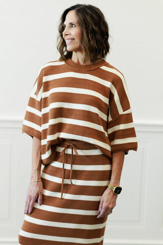 Weekend In Cannes Relaxed Cotton Stripe Sweater Knit Top