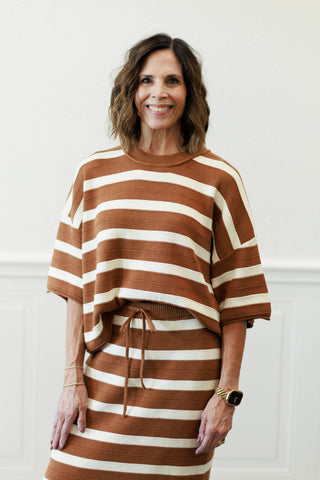 Weekend In Cannes Relaxed Cotton Stripe Sweater Knit Top