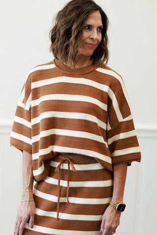 Weekend In Cannes Relaxed Cotton Stripe Sweater Knit Top