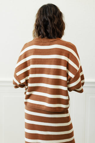 Weekend In Cannes Relaxed Cotton Stripe Sweater Knit Top