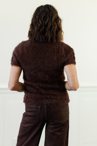 Elan Mock Neck Short Sleeve Sweater in Espresso