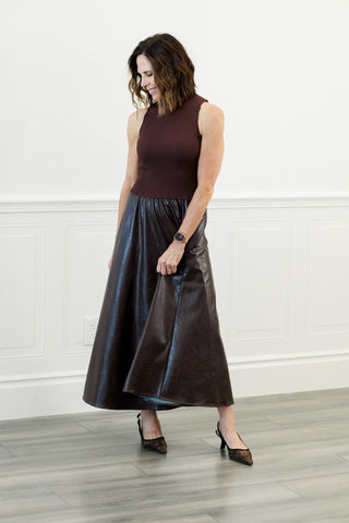 Elan Mock Neck Sleeveless Maxi Dress in Espresso