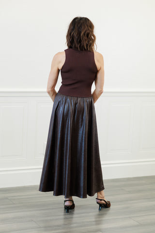 Elan Mock Neck Sleeveless Maxi Dress in Espresso