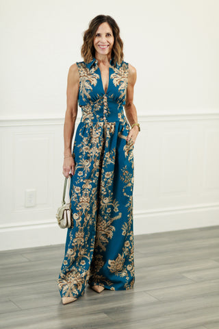 Flying Tomato Floral Print Wide Leg Jumpsuit