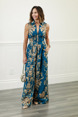 Flying Tomato Floral Print Wide Leg Jumpsuit