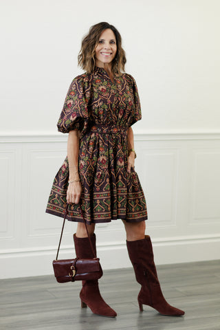 Odette Belted Paisley Mini Dress
