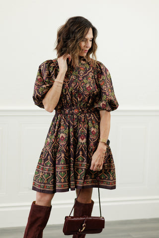 Odette Belted Paisley Mini Dress