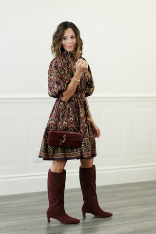 Odette Belted Paisley Mini Dress