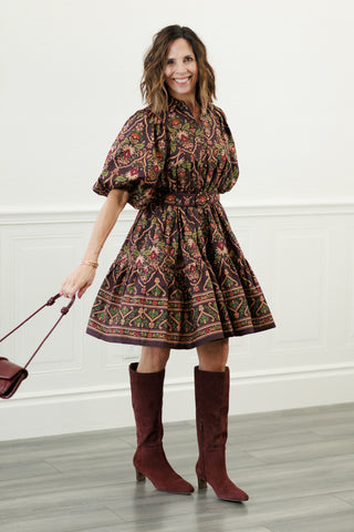 Odette Belted Paisley Mini Dress
