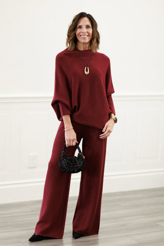 Italian Asymmetrical Sweater in Wine