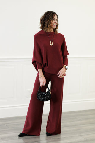 Italian Asymmetrical Sweater in Wine