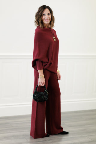 Italian Asymmetrical Sweater in Wine